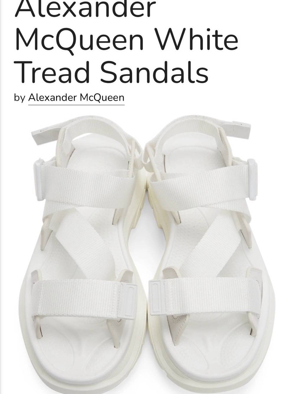 Alexander McQueen White Strappy Platform Tread Sandals